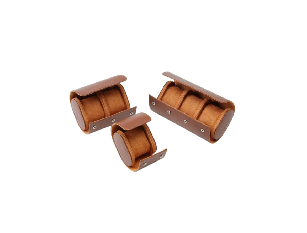 Leather Watch Roll - 1/2/3 Watches, Brown or Black