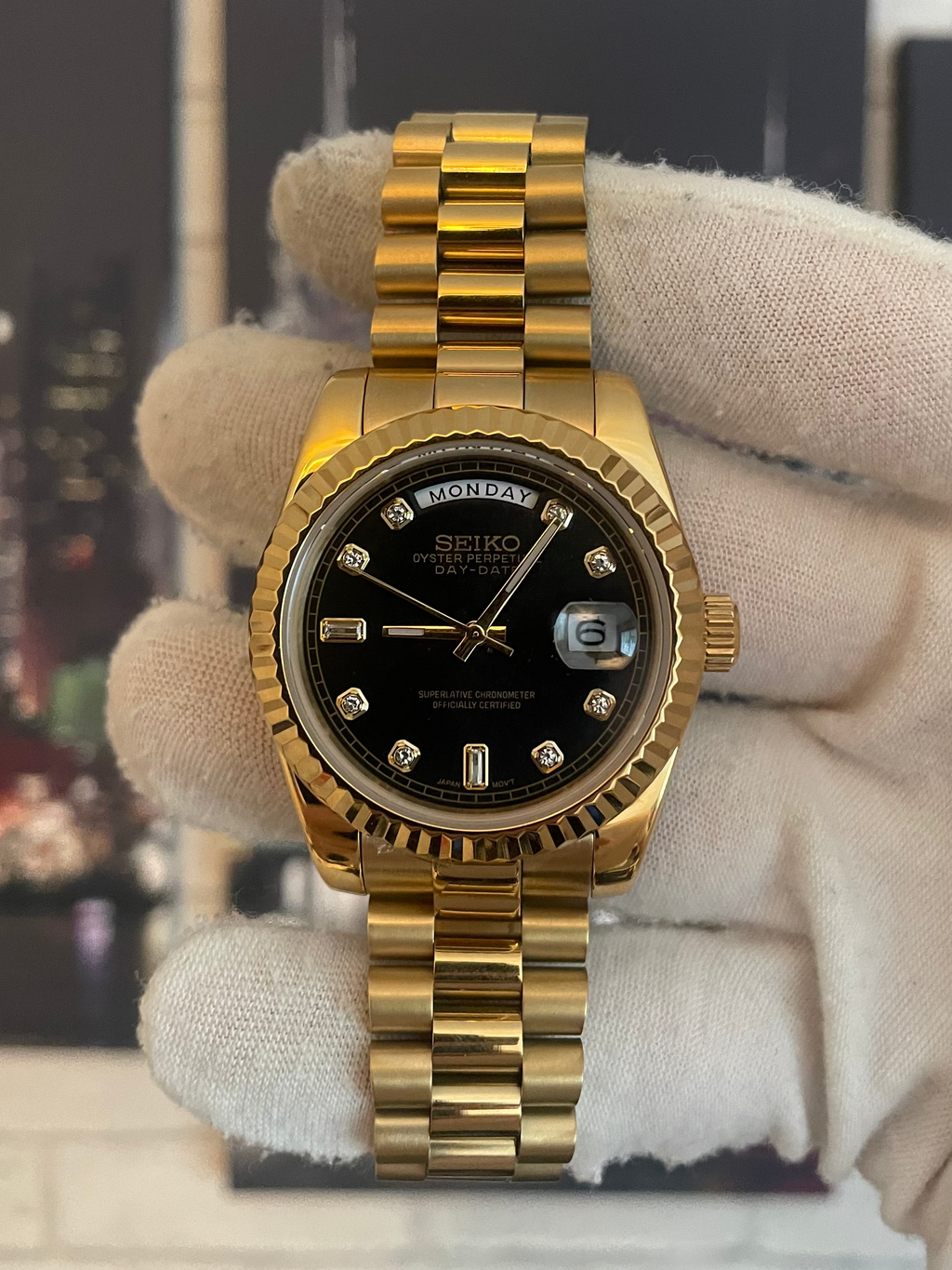 Seiko Day Date Brown Gemstone Dial