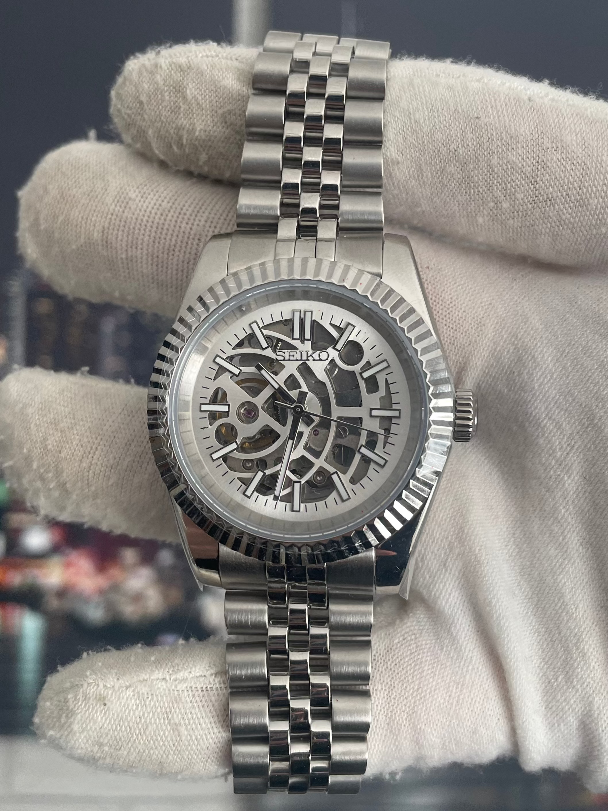 Seiko Skeleton Light Silver