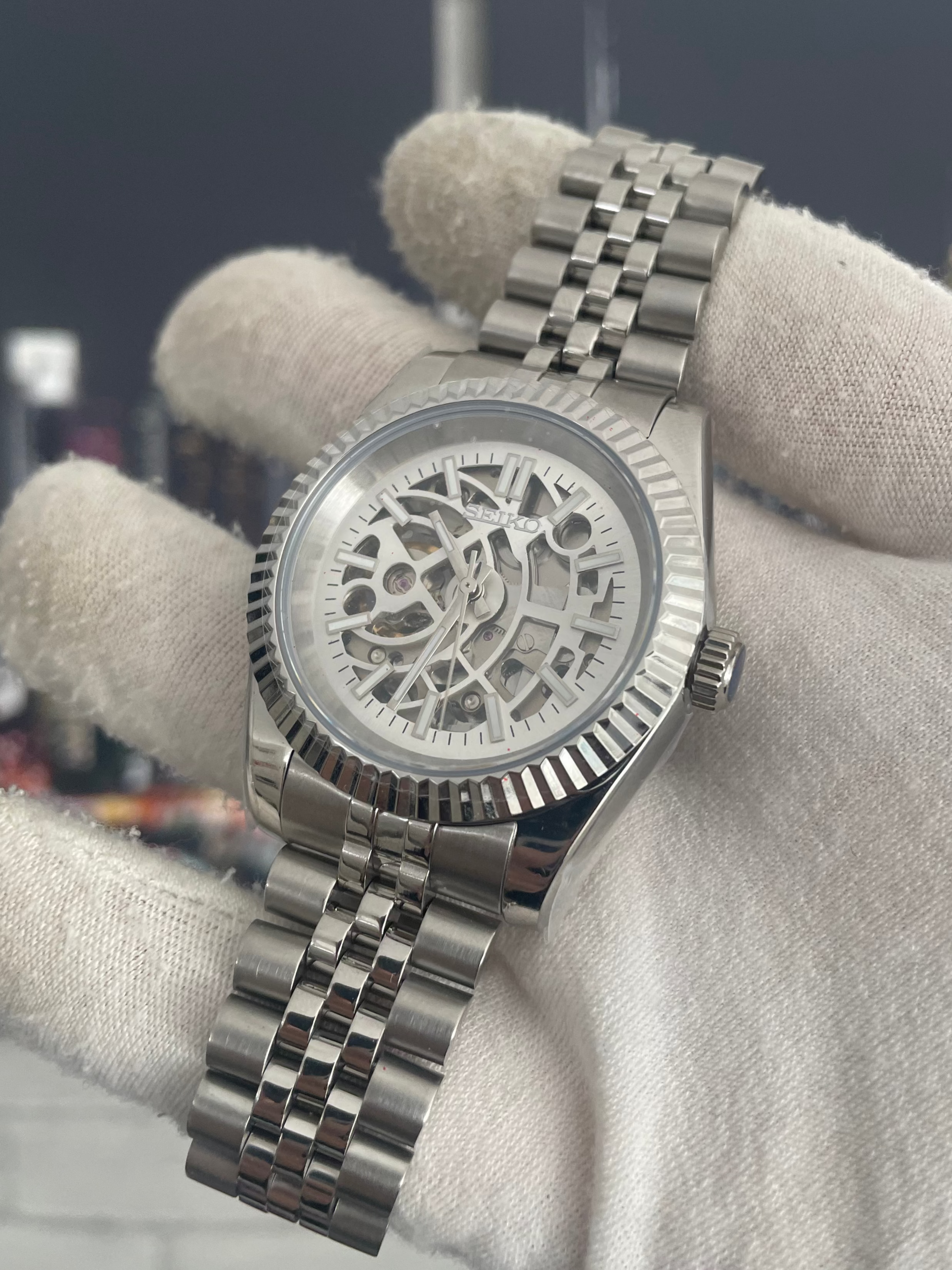 Seiko Skeleton Light Silver