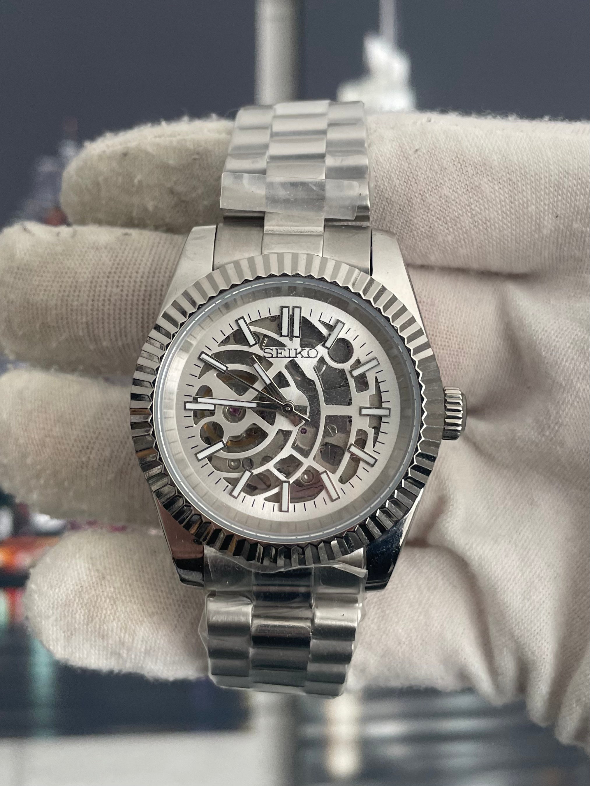 Seiko Skeleton Light Silver