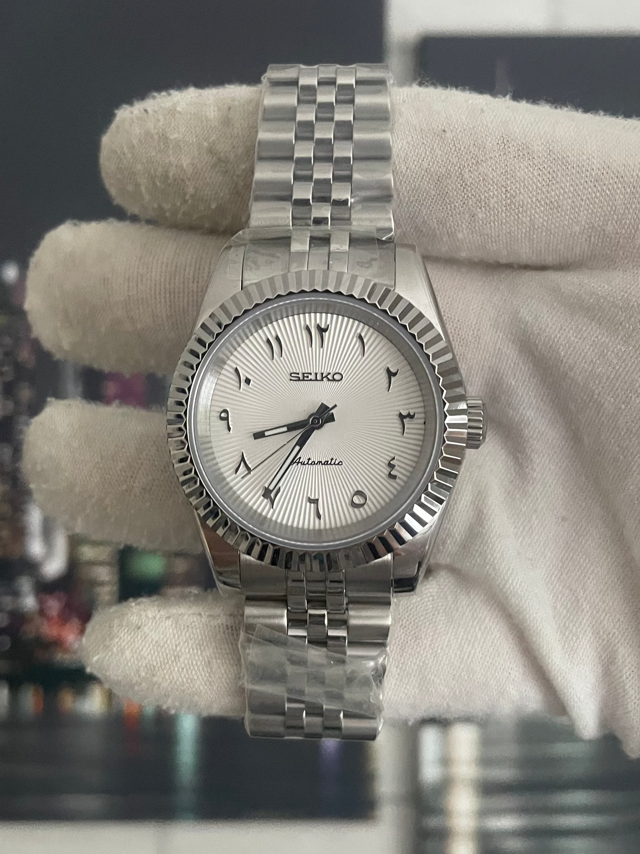 Seiko Datejust Arabic Textured White