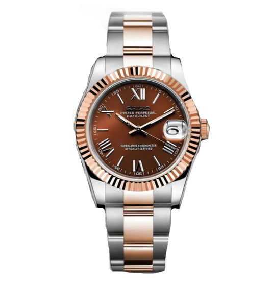 Seiko Datejust Chocolate Dial Two Tone Roman Numeral