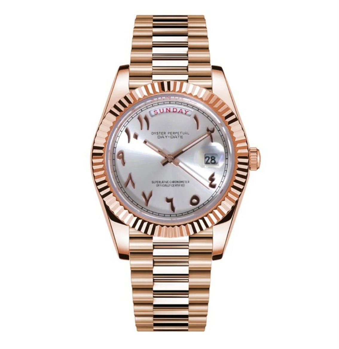 Seiko Day Date Rose Gold & White Arabic Dial