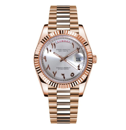 Seiko Day Date Rose Gold & White Arabic Dial