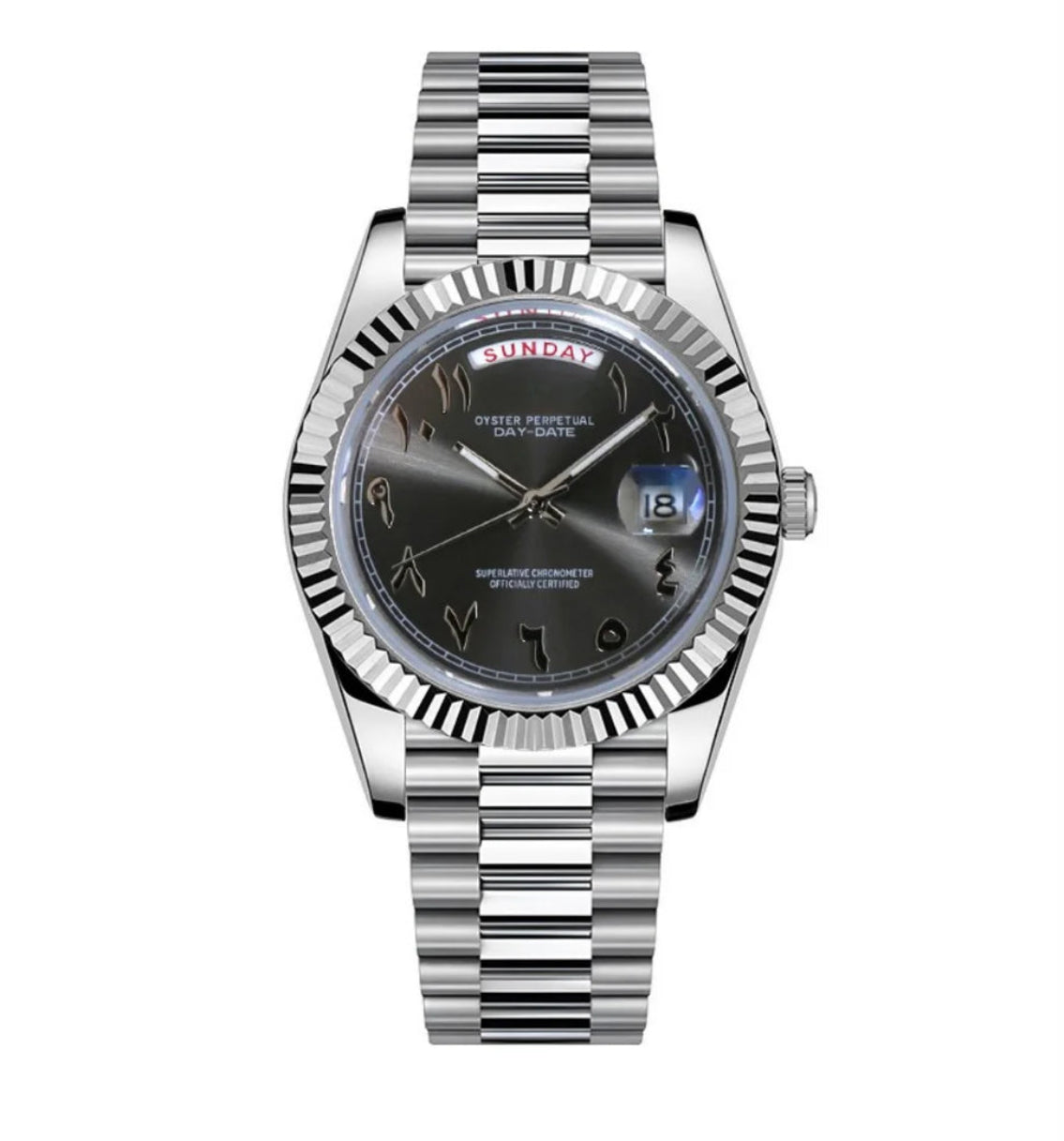 Seiko Day Date Grey Arabic Dial