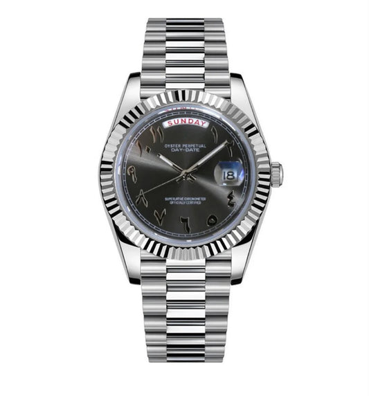 Seiko Day Date Grey Arabic Dial