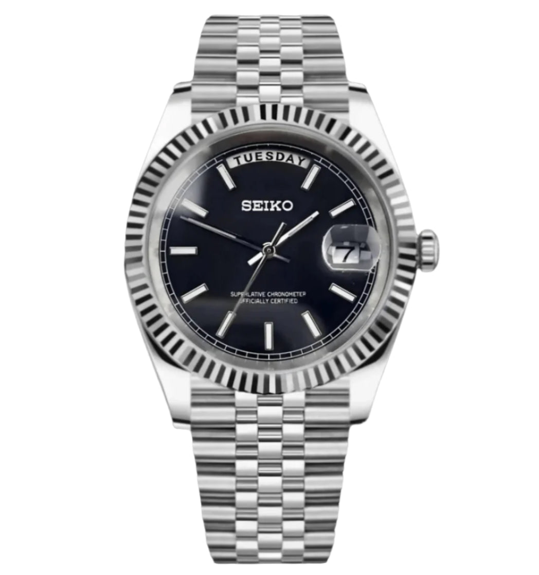 Seiko Day Date Black Dial