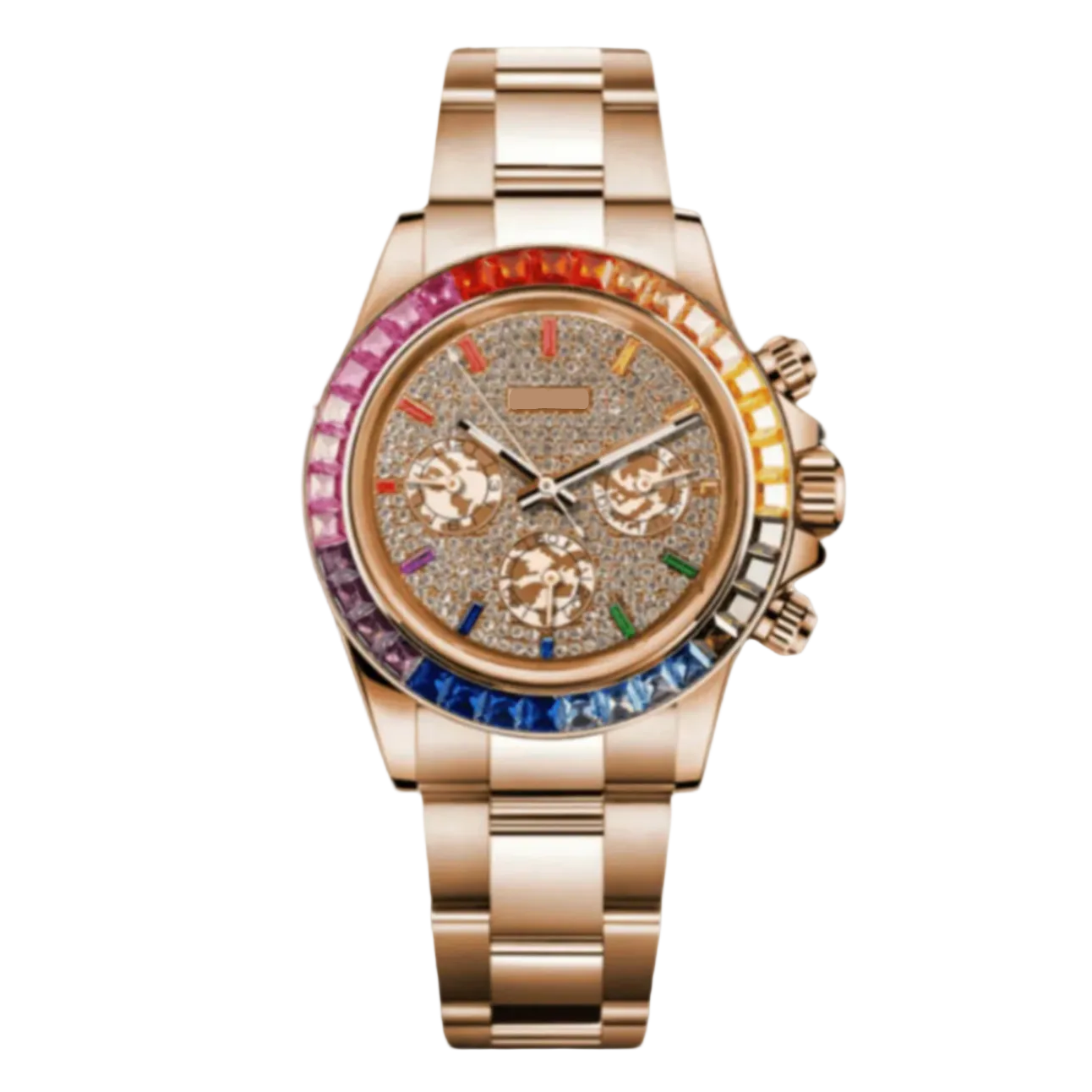 Daytona | "Rainbow" Rose Iced Out Mod Watch