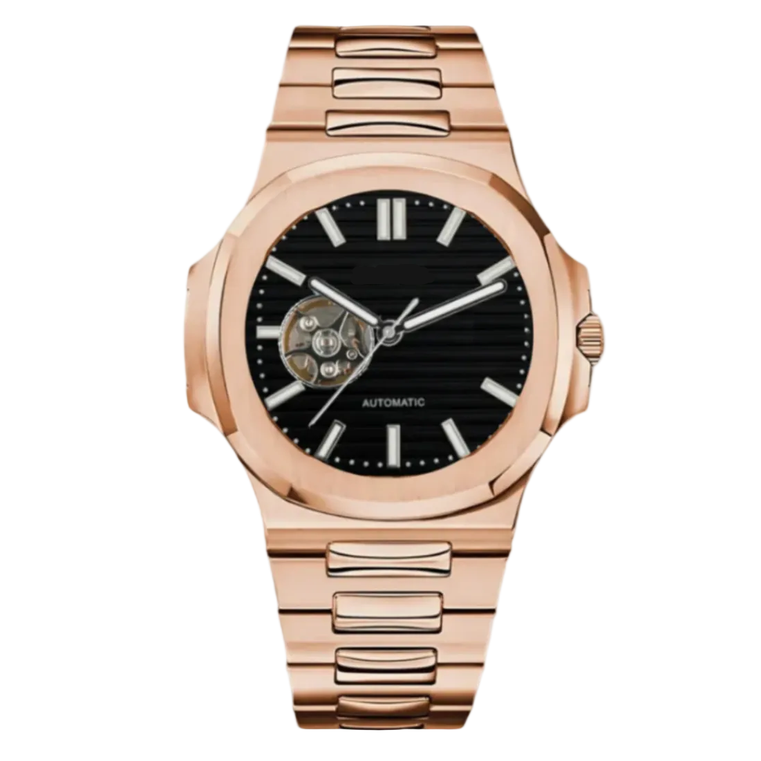Nautilus | Rose & Black Open Heart Mod Watch