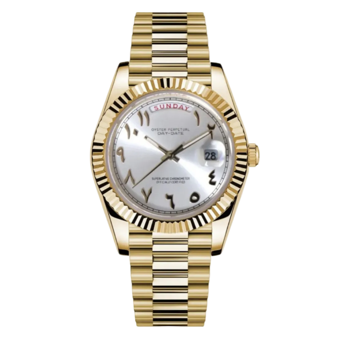 Day Date | Arabic Gold & White Mod Watch